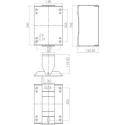 Sieninis pasukamas laikiklis 140x204 mm nerūdijančio plieno HD15