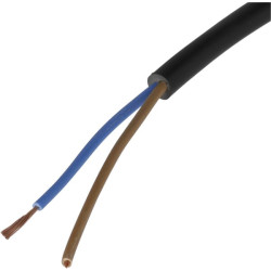 Kabelis 2x0,8mm², juodas, PVC, metrui, Helukabel H05VVF2X075BK
