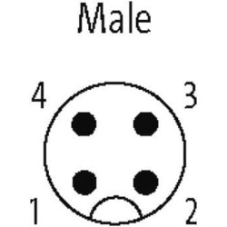 M12 išorinis flanšo kištukas, 4 polių 7000135019710020