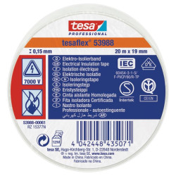 Izoliacinė juosta, balta, 20 m x 19 mm TesaFLEX® T539880006100