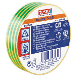 Izoliacinė juosta, geltona/žalia, 20 m x 19 mm TesaFLEX® T539880007600