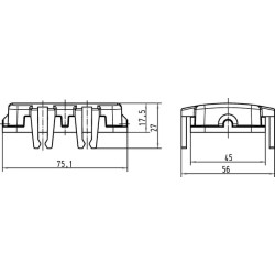 Dangtelis 10B su 4 įžeminimo plokštės užraktais, plastikinis 09300105401