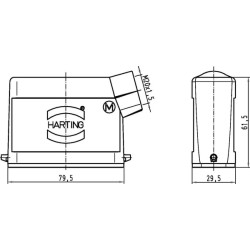 16A gaubtas, LC M20 Šoninis įėjimas 19200161540