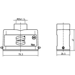 Gaubtas 16A, LC M20 Viršutinis įvadas 19200161440