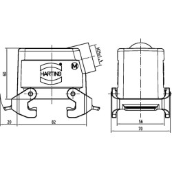 Jungiamojo gaubto 32A, LC M25 šoninis įėjimas 19200321531