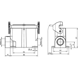 16A namas, paviršinis LC 2xM20 1 svirtis 19200160290