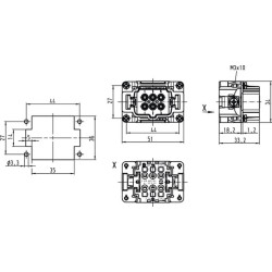 Įdėklas ES, išorinis 6P narvelinis spaustukas 09330062616