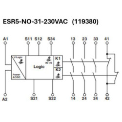 Saugos relė, 1 kanalo ESR5NO31230VAC