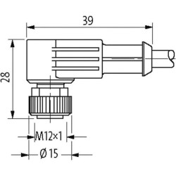 Jutiklio kabelis M12, nerūdijantis plienas, 10 m. 7014123412141000