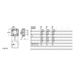 CEE mašininis kištukas su flanšu 63A 5P 400V IP67 B002838