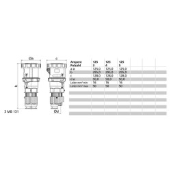 CEE lizdas 125A 5P 400V IP67 B003199