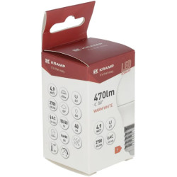 LED SMD lemputė - rutulinė G45 E27 4.9W KRSBG4549E27