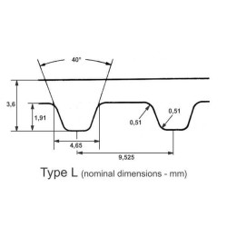 Paskirstymo diržas, ilgas, 33 dantų, 12,40x3/4" / 314,3x19,05 mm, Optibelt 124L075