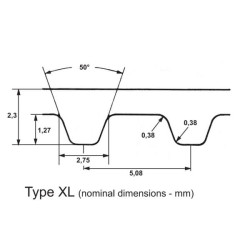 Paskirstymo diržas XL 85 dantų 17x3/4" / 431,8x19,05 mm Optibelt 170XL075