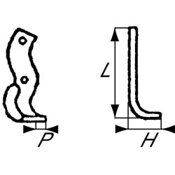 Rotovatoriaus peilis kairysis, 290x105x40mm, 8 mm storio, tinka Howard 73000626093V