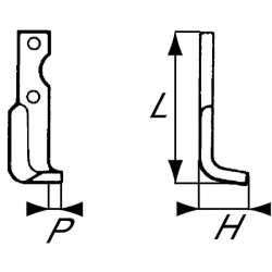 Rotovatoriaus peilis kairysis, 215x50x50mm, 5 mm storio, tinka Agria RB02011
