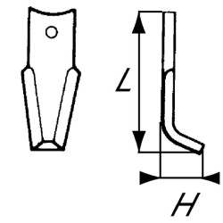 Rotovatoriaus peilis 120x35x40mm, 4 mm storio, tinka Agria RB1567