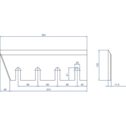 Medienos smulkintuvo peilis 353x123x11,5 WCB00650
