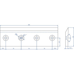 Medienos smulkintuvo peilis 280x90x13/11,5 WCB00516