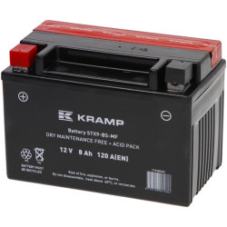Akumuliatorius 12V 8Ah 120A su rūgšties paketu Kramp YTX9BSKR