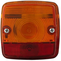 Case - IH 640 2SW003014131 Galinis kvadratinis žibintas, 12/24V, raudona/oranžinė, užsukamas, 84x51x84mm, Hella