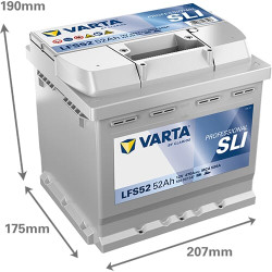 Akumuliatorius 12V 52Ah 470A LFS52 VARTA Professional starteris 930052047