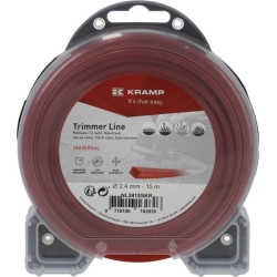 Žoliapjovės valas Ø 2,4 mm, 15 m, kvadratinis, raudonas, Kramp NL2415SKR