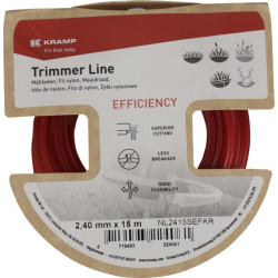 Žoliapjovės valas Ø2,4 mm 15 m, kvadratinis, raudonas, Kramp Efficiency NL2415SEFKR