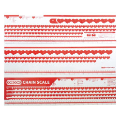 Lipduko informacinis ženklas, rodantis grandininio pjūklo pasirinkimo lentelę darbastaliui „Oregon 533129“