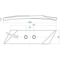 Apverčiamas dešinysis kaltelis, tinkantis „Kverneland KK053090N“