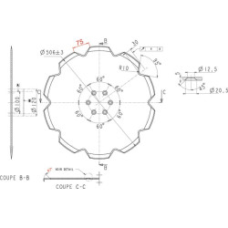 V formos įpjovos diskas, 506x5,0 mm, įgilinta skylė 110029N
