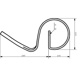 Spyruoklinis dantis 25x8x345mm be noragėlio CP588
