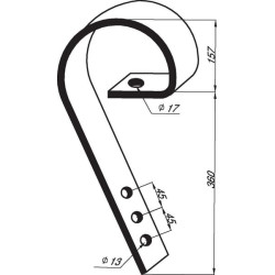 Vilkimo pirštas 80x10x495mm be kaltelio, tinka Väderstad 202181KR