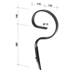 Spyruoklinis dantis 32x10x525 mm tiesus su smaigaliu CP40