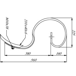 Spyruoklinis dantis 32x10x560 mm su noragėliais, tinkantis Väderstad 400525GP