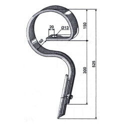 Spyruoklinis dantis tiesus 32x12mm su tiesiu smaigaliu 5110300562