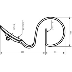 Spyruoklinis dantis 25x8x340mm su noragėliais, tinka Rau Kverneland RG00019933