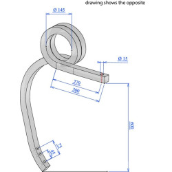Pigtail dantis 35x35x600 kairysis CP356001