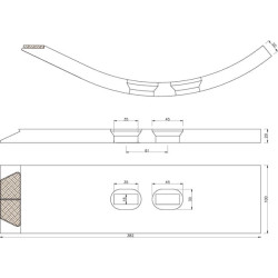 Kultivatoriaus kaltelis 354x100x20 mm, grūdintas, lenktas, 2 skylių, tinka Quivogne CP509CN