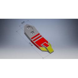 Kultivatoriaus kaltelis 246x80x20mm, grūdintas, lenktas, 2 skylių, tinka Kuhn H2212540CN