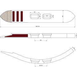 Kultivatoriaus kaltelis 360x60x20 mm, grūdintas, lenktas, 2 skylių CP666CN