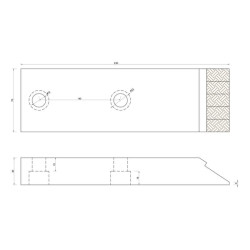 Kultivatoriaus kaltelis 230x70x30 mm, grūdintas, plokščias, 2 skylių, tinka Duro CP2507030CN