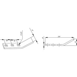 Kultivatoriaus kaltelis 245x45x10mm, išlenktas, 3 skylių, tinka Väderstad 419997KR