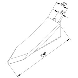 Kultivatoriaus kaltelis, kietmetalio, 350x80x20mm, 990274