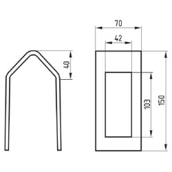 Kultivatoriaus virbalų spaustukas 150 x 70, naujas tipas 51101417000040