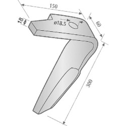 Dešinysis rotorinio akėčio dantis 18 mm Amazone 954426