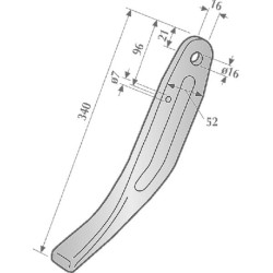 Rotorinio akėčio virbas kairysis/dešinysis, 340 mm ilgis, tinka Amazone KE0103