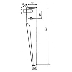 Akėčio pirštas kairysis, 385 mm ilgio, tinka Eberhardt KE0355