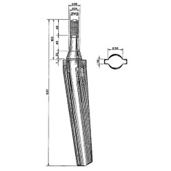 Akėčio noragas (kairysis/dešinysis), 337 mm ilgio, tinka „Feraboli KE0405“