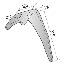 Akėčio dantis kairysis, 330 mm ilgio, tinka Amazone, Kramp KE0105